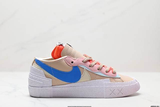 公司级sacai X Nike Blazer Mi D经典百搭中帮开拓者休闲运动板鞋 真硫化铝楦制作 原厂布料拼接 独家裁片完美鞋型 台湾进口软感荔枝头层皮 原