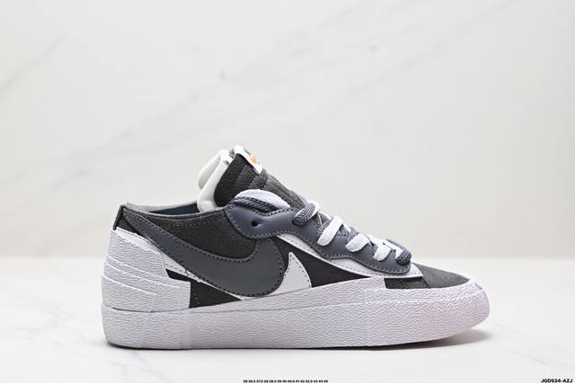 公司级sacai X Nike Blazer Mi D经典百搭中帮开拓者休闲运动板鞋 真硫化铝楦制作 原厂布料拼接 独家裁片完美鞋型 台湾进口软感荔枝头层皮 原