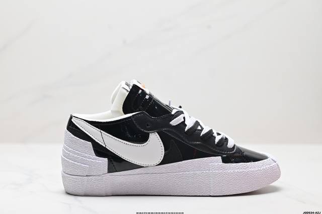 公司级sacai X Nike Blazer Mi D经典百搭中帮开拓者休闲运动板鞋 真硫化铝楦制作 原厂布料拼接 独家裁片完美鞋型 台湾进口软感荔枝头层皮 原