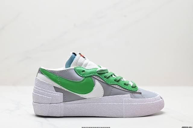 公司级sacai X Nike Blazer Mi D经典百搭中帮开拓者休闲运动板鞋 真硫化铝楦制作 原厂布料拼接 独家裁片完美鞋型 台湾进口软感荔枝头层皮 原