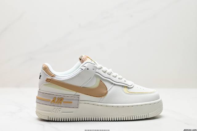 公司级耐克nike Wmns Air Force 1 Shadow全新少女系解构主义设计 马卡龙空军一号轻量增高低帮百搭板鞋 为经典设计注入玩味元素 分层结构、