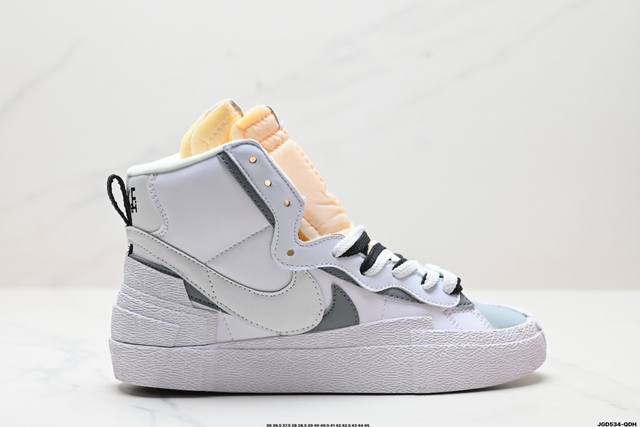 公司级sacai X Nike Blazer Mi D经典百搭中帮开拓者休闲运动板鞋 真硫化铝楦制作 原厂布料拼接 独家裁片完美鞋型 台湾进口软感荔枝头层皮 原