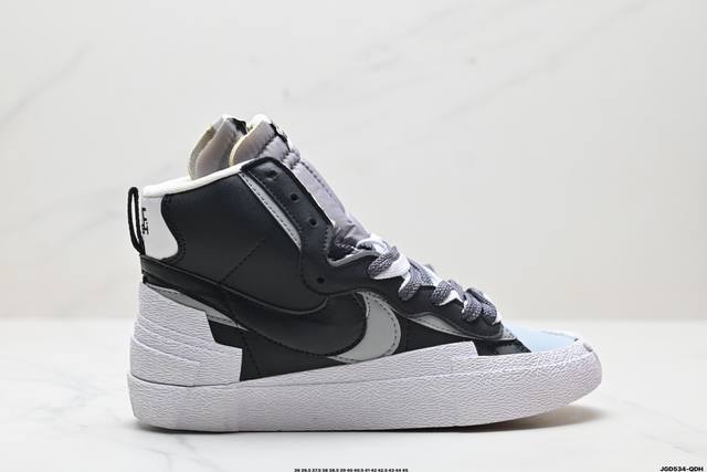 公司级sacai X Nike Blazer Mi D经典百搭中帮开拓者休闲运动板鞋 真硫化铝楦制作 原厂布料拼接 独家裁片完美鞋型 台湾进口软感荔枝头层皮 原