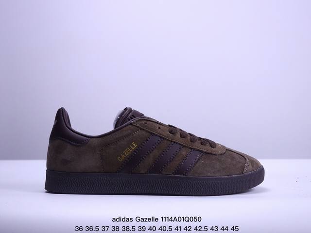 真标adidas Originals Gazelle 三叶草休闲防滑耐磨低帮板鞋 鞋头出色设计 塑就出众贴合感 稳固的后跟贴合足部曲线设计 软弹舒适 不易磨脚