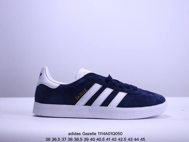 真标adidas Originals Gazelle 三叶草休闲防滑耐磨低帮板鞋 鞋头出色设计 塑就出众贴合感 稳固的后跟贴合足部曲线设计 软弹舒适 不易磨脚