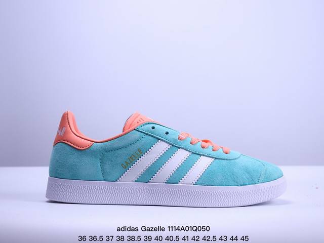 真标adidas Originals Gazelle 三叶草休闲防滑耐磨低帮板鞋 鞋头出色设计 塑就出众贴合感 稳固的后跟贴合足部曲线设计 软弹舒适 不易磨脚