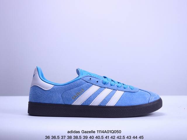 真标adidas Originals Gazelle 三叶草休闲防滑耐磨低帮板鞋 鞋头出色设计 塑就出众贴合感 稳固的后跟贴合足部曲线设计 软弹舒适 不易磨脚