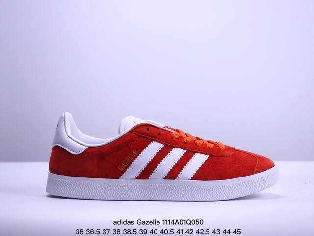 真标adidas Originals Gazelle 三叶草休闲防滑耐磨低帮板鞋 鞋头出色设计 塑就出众贴合感 稳固的后跟贴合足部曲线设计 软弹舒适 不易磨脚