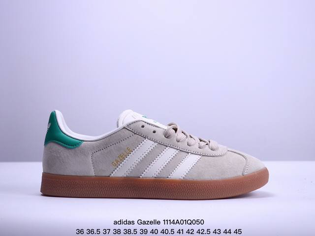 真标adidas Originals Gazelle 三叶草休闲防滑耐磨低帮板鞋 鞋头出色设计 塑就出众贴合感 稳固的后跟贴合足部曲线设计 软弹舒适 不易磨脚