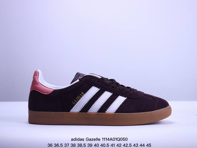 真标adidas Originals Gazelle 三叶草休闲防滑耐磨低帮板鞋 鞋头出色设计 塑就出众贴合感 稳固的后跟贴合足部曲线设计 软弹舒适 不易磨脚