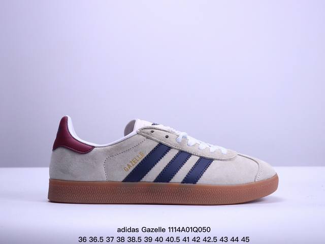 真标adidas Originals Gazelle 三叶草休闲防滑耐磨低帮板鞋 鞋头出色设计 塑就出众贴合感 稳固的后跟贴合足部曲线设计 软弹舒适 不易磨脚