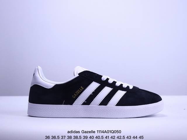 真标adidas Originals Gazelle 三叶草休闲防滑耐磨低帮板鞋 鞋头出色设计 塑就出众贴合感 稳固的后跟贴合足部曲线设计 软弹舒适 不易磨脚