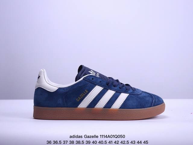 真标adidas Originals Gazelle 三叶草休闲防滑耐磨低帮板鞋 鞋头出色设计 塑就出众贴合感 稳固的后跟贴合足部曲线设计 软弹舒适 不易磨脚