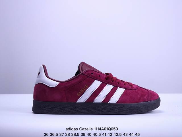 真标adidas Originals Gazelle 三叶草休闲防滑耐磨低帮板鞋 鞋头出色设计 塑就出众贴合感 稳固的后跟贴合足部曲线设计 软弹舒适 不易磨脚