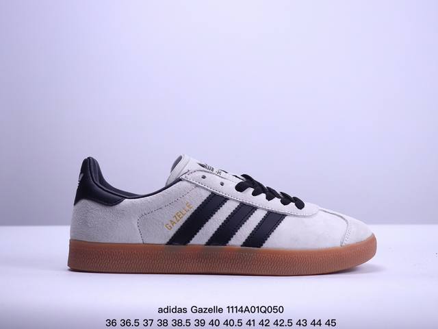 真标adidas Originals Gazelle 三叶草休闲防滑耐磨低帮板鞋 鞋头出色设计 塑就出众贴合感 稳固的后跟贴合足部曲线设计 软弹舒适 不易磨脚