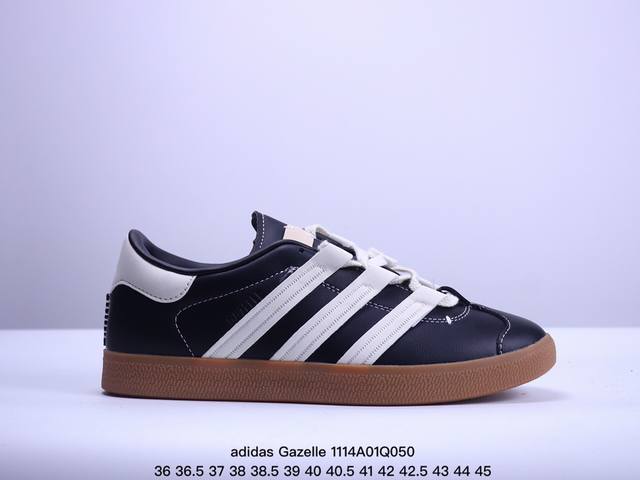 真标adidas Originals Gazelle 三叶草休闲防滑耐磨低帮板鞋 鞋头出色设计 塑就出众贴合感 稳固的后跟贴合足部曲线设计 软弹舒适 不易磨脚