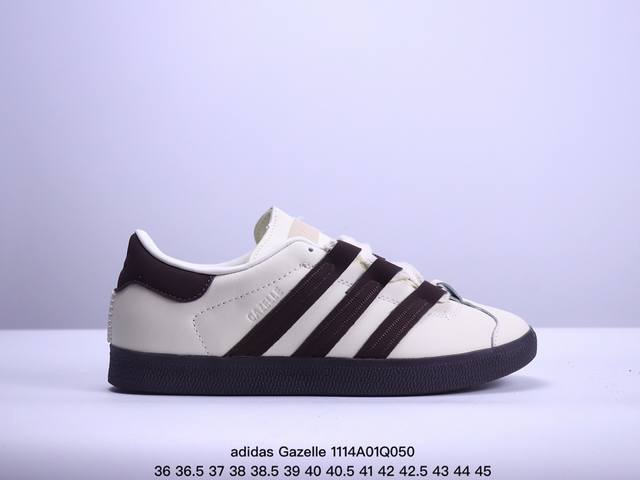 真标adidas Originals Gazelle 三叶草休闲防滑耐磨低帮板鞋 鞋头出色设计 塑就出众贴合感 稳固的后跟贴合足部曲线设计 软弹舒适 不易磨脚