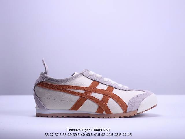 Onitsuka Tiger Mexico 66 阿斯克斯 鬼冢虎 低帮 男女同款 减震支撑低邦运动休闲鞋 这款鞋由皮革制成，具有鞋跟交叉加固设计，可提供更高的