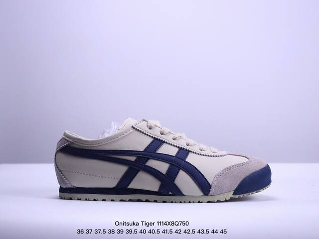 Onitsuka Tiger Mexico 66 阿斯克斯 鬼冢虎 低帮 男女同款 减震支撑低邦运动休闲鞋 这款鞋由皮革制成，具有鞋跟交叉加固设计，可提供更高的