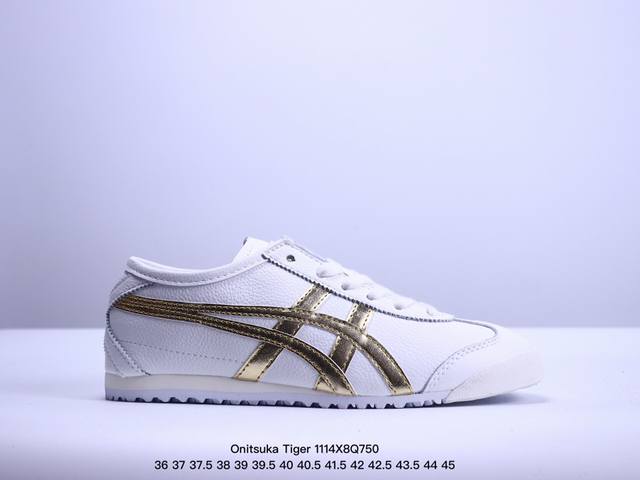 Onitsuka Tiger Mexico 66 阿斯克斯 鬼冢虎 低帮 男女同款 减震支撑低邦运动休闲鞋 这款鞋由皮革制成，具有鞋跟交叉加固设计，可提供更高的