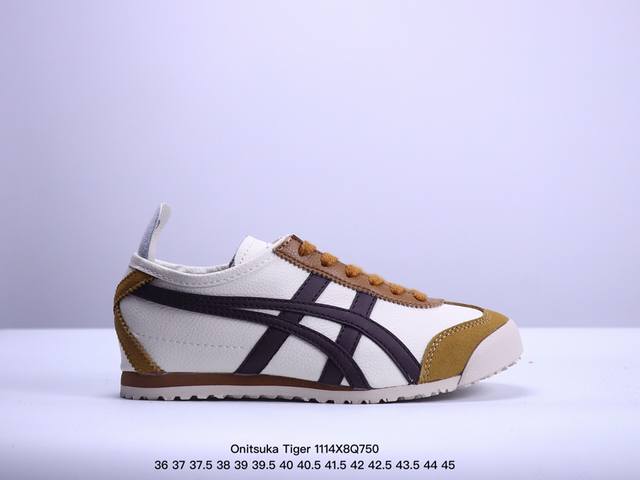 Onitsuka Tiger Mexico 66 阿斯克斯 鬼冢虎 低帮 男女同款 减震支撑低邦运动休闲鞋 这款鞋由皮革制成，具有鞋跟交叉加固设计，可提供更高的