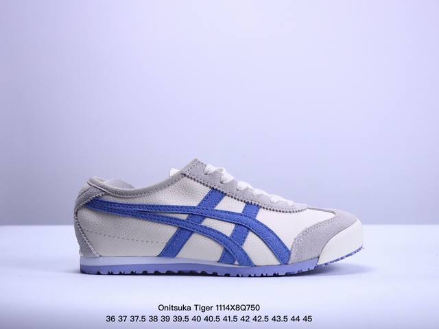 Onitsuka Tiger Mexico 66 阿斯克斯 鬼冢虎 低帮 男女同款 减震支撑低邦运动休闲鞋 这款鞋由皮革制成，具有鞋跟交叉加固设计，可提供更高的