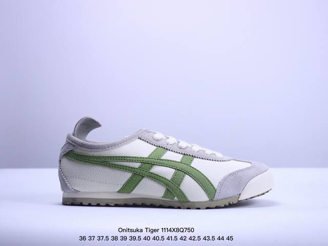 Onitsuka Tiger Mexico 66 阿斯克斯 鬼冢虎 低帮 男女同款 减震支撑低邦运动休闲鞋 这款鞋由皮革制成，具有鞋跟交叉加固设计，可提供更高的