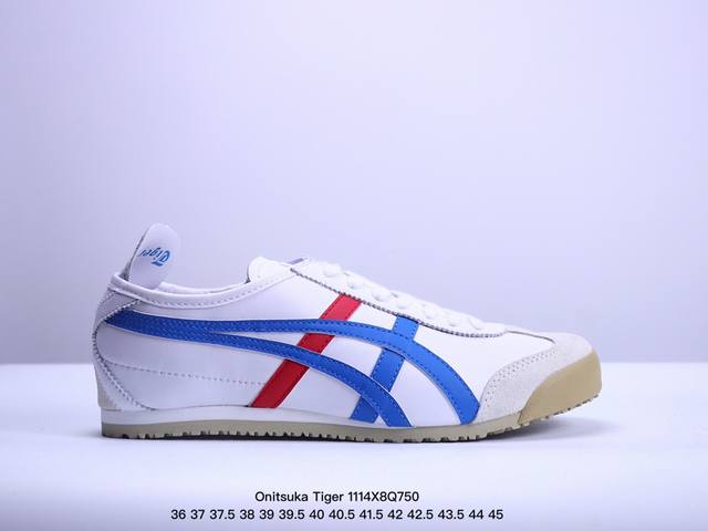 Onitsuka Tiger Mexico 66 阿斯克斯 鬼冢虎 低帮 男女同款 减震支撑低邦运动休闲鞋 这款鞋由皮革制成，具有鞋跟交叉加固设计，可提供更高的