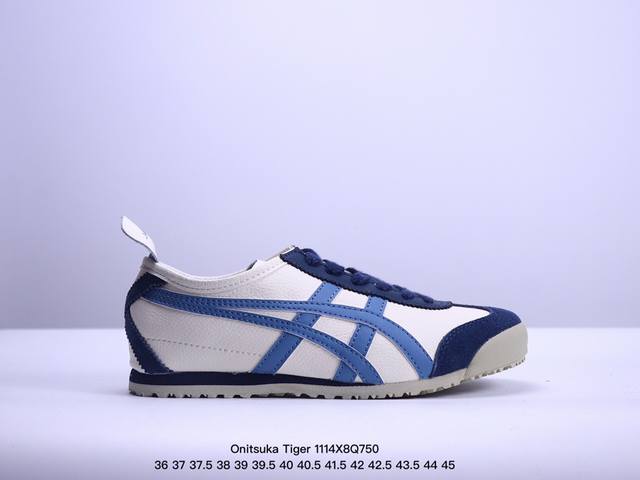 Onitsuka Tiger Mexico 66 阿斯克斯 鬼冢虎 低帮 男女同款 减震支撑低邦运动休闲鞋 这款鞋由皮革制成，具有鞋跟交叉加固设计，可提供更高的