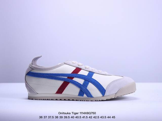 Onitsuka Tiger Mexico 66 阿斯克斯 鬼冢虎 低帮 男女同款 减震支撑低邦运动休闲鞋 这款鞋由皮革制成，具有鞋跟交叉加固设计，可提供更高的