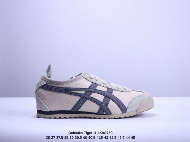 Onitsuka Tiger Mexico 66 阿斯克斯 鬼冢虎 低帮 男女同款 减震支撑低邦运动休闲鞋 这款鞋由皮革制成，具有鞋跟交叉加固设计，可提供更高的