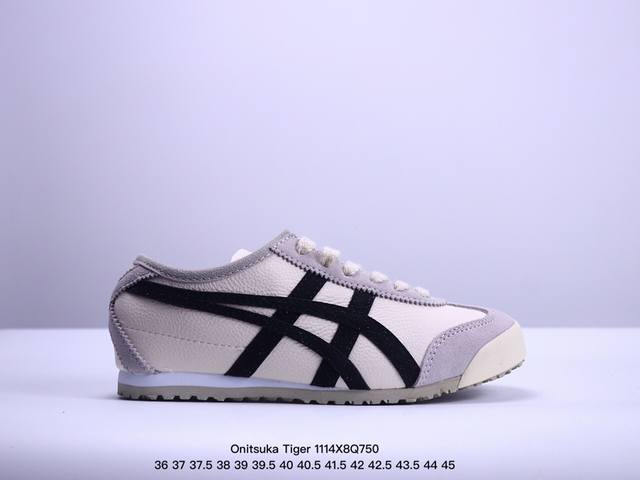 Onitsuka Tiger Mexico 66 阿斯克斯 鬼冢虎 低帮 男女同款 减震支撑低邦运动休闲鞋 这款鞋由皮革制成，具有鞋跟交叉加固设计，可提供更高的