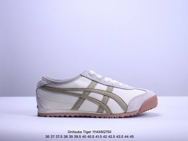 Onitsuka Tiger Mexico 66 阿斯克斯 鬼冢虎 低帮 男女同款 减震支撑低邦运动休闲鞋 这款鞋由皮革制成，具有鞋跟交叉加固设计，可提供更高的