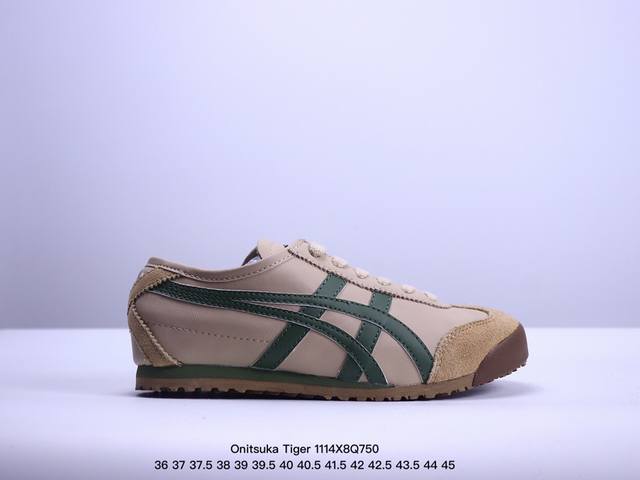 Onitsuka Tiger Mexico 66 阿斯克斯 鬼冢虎 低帮 男女同款 减震支撑低邦运动休闲鞋 这款鞋由皮革制成，具有鞋跟交叉加固设计，可提供更高的