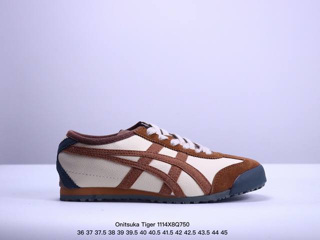 Onitsuka Tiger Mexico 66 阿斯克斯 鬼冢虎 低帮 男女同款 减震支撑低邦运动休闲鞋 这款鞋由皮革制成，具有鞋跟交叉加固设计，可提供更高的