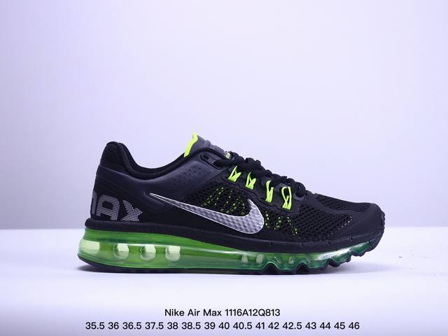 公司级nike Air Max 2013 联名气垫跑鞋 整体依旧以stussy标志性的麻布编织材质覆盖 鞋身大面积采用了网眼材质为主 并且后跟部分还带有反勾sw