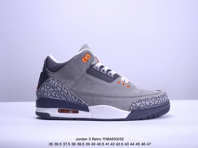 公司级air Jordan 3 Retro 复刻白水泥 Aj3 乔丹3代 Aj3 乔3 经典复刻白水泥 乔丹篮球鞋系列 鞋身以白色为主调，采用优质皮革材质搭配鞋