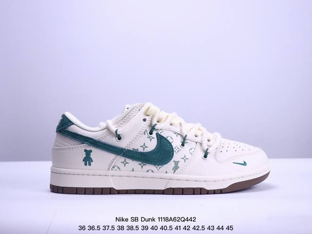 海外爆款限量发售！公司级 Nike Sb Dunk Low“暴力熊系列 绑带米黄绿勾” 周年高端定制 低帮休闲板鞋 定制鞋盒 大厂纯原品质出货 超高清洁度 皮料