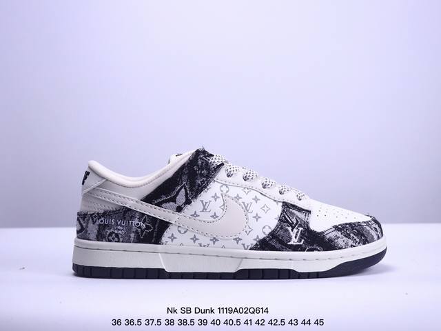 Nk Sb Dunk Low Lv联名-白黑牛仔印花 3M反光 夜光效果 周年高端定制 低帮休闲板鞋 #高端定制鞋盒 大厂纯原品质出货 超高清洁度 皮料切割干净