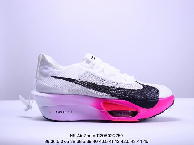 公司级nk Air Zoom Alphafly Next% 3 2024全新马拉松超级跑鞋 Fd8356-100 有史以来最轻盈、测试次数最多的nk Alpha