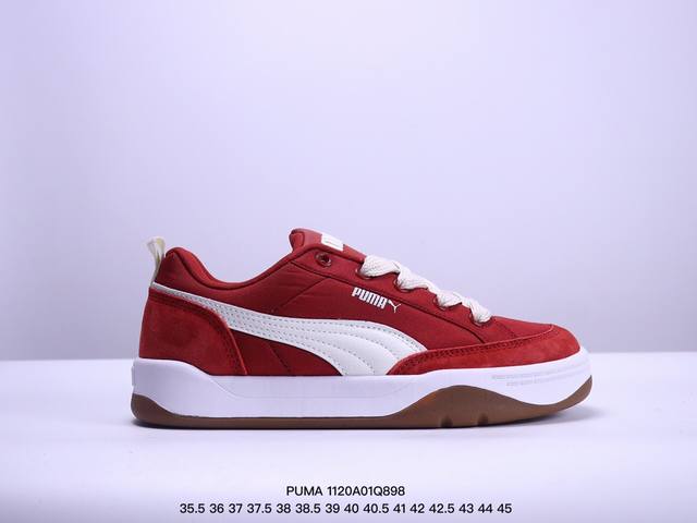 Puma 彪马 男女运动板鞋，原楦原纸版开发版型，采用环保皮革组合鞋面材质，外置耐磨橡胶大底蕾哈娜同系面包鞋太好看了！彪马puma Park Lifestyle