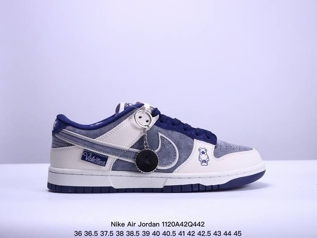 海外爆款限量发售！公司级 Nike Jordan Air Jordan 1“Supreme联名 黑灰猪八双拼” 高端定制 低帮 复古 减震 防滑 耐磨 篮球鞋