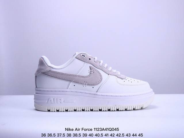 采用纤维荔枝纹牛培皮革鞋面材质 绝对的秋冬神器，全新耐克nike Air Force 1 Low Luxe Black Gum 空军一号改良防滑厚底低帮百搭休闲