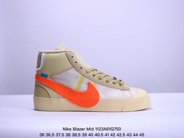 真标真硫化工艺，采用韩国进口网纱材质万圣节off-White X Nike Blazer Mid “Grim Reaper” 开拓者经典高帮百搭板鞋 官方货号: