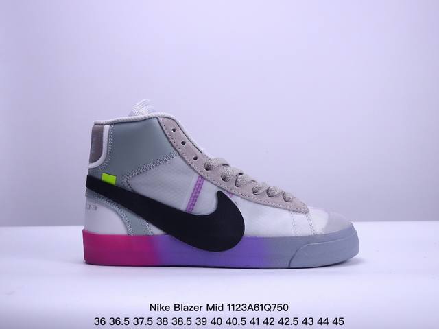 真标真硫化工艺，采用韩国进口网纱材质万圣节off-White X Nike Blazer Mid “Grim Reaper” 开拓者经典高帮百搭板鞋 官方货号: