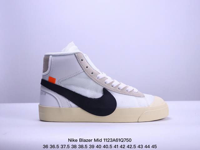 真标真硫化工艺，采用韩国进口网纱材质万圣节off-White X Nike Blazer Mid “Grim Reaper” 开拓者经典高帮百搭板鞋 官方货号: