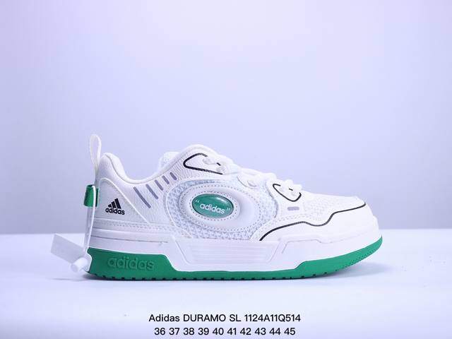 Adidas 阿迪达斯 阿迪达斯adidas Duramo Sl 男子跑鞋时尚板鞋，选用皮革拼接网材鞋面，质轻而柔软，透气吸汗且防臭。鞋侧饰以经典三条纹作装饰，