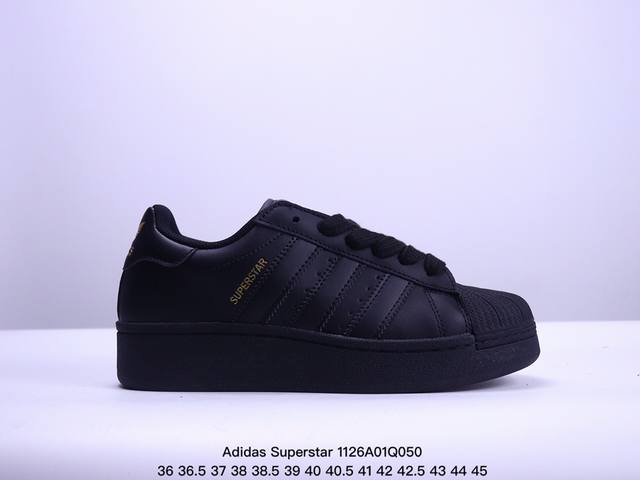 阿迪达斯 三叶草adidas Originals Superstar Xlg 贝壳头系列低帮厚底松糕经典百搭休闲运动板鞋b“皮革深蓝米白生胶底”Id5699 尺