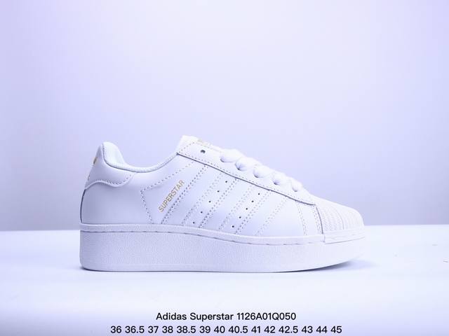 阿迪达斯 三叶草adidas Originals Superstar Xlg 贝壳头系列低帮厚底松糕经典百搭休闲运动板鞋b“皮革深蓝米白生胶底”Id5699 尺