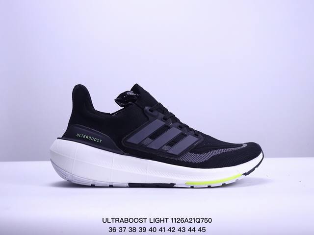 Adidas Ultraboost Light轻弹系列低帮袜套式针织透气缓震休闲运动慢跑鞋“白蓝橙”搭载light Boost中底的ultraboost跑步鞋历